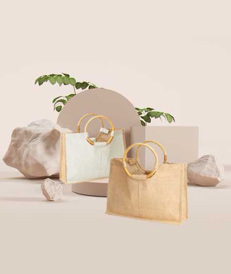Jute/ Juco Bags with Cane Handles